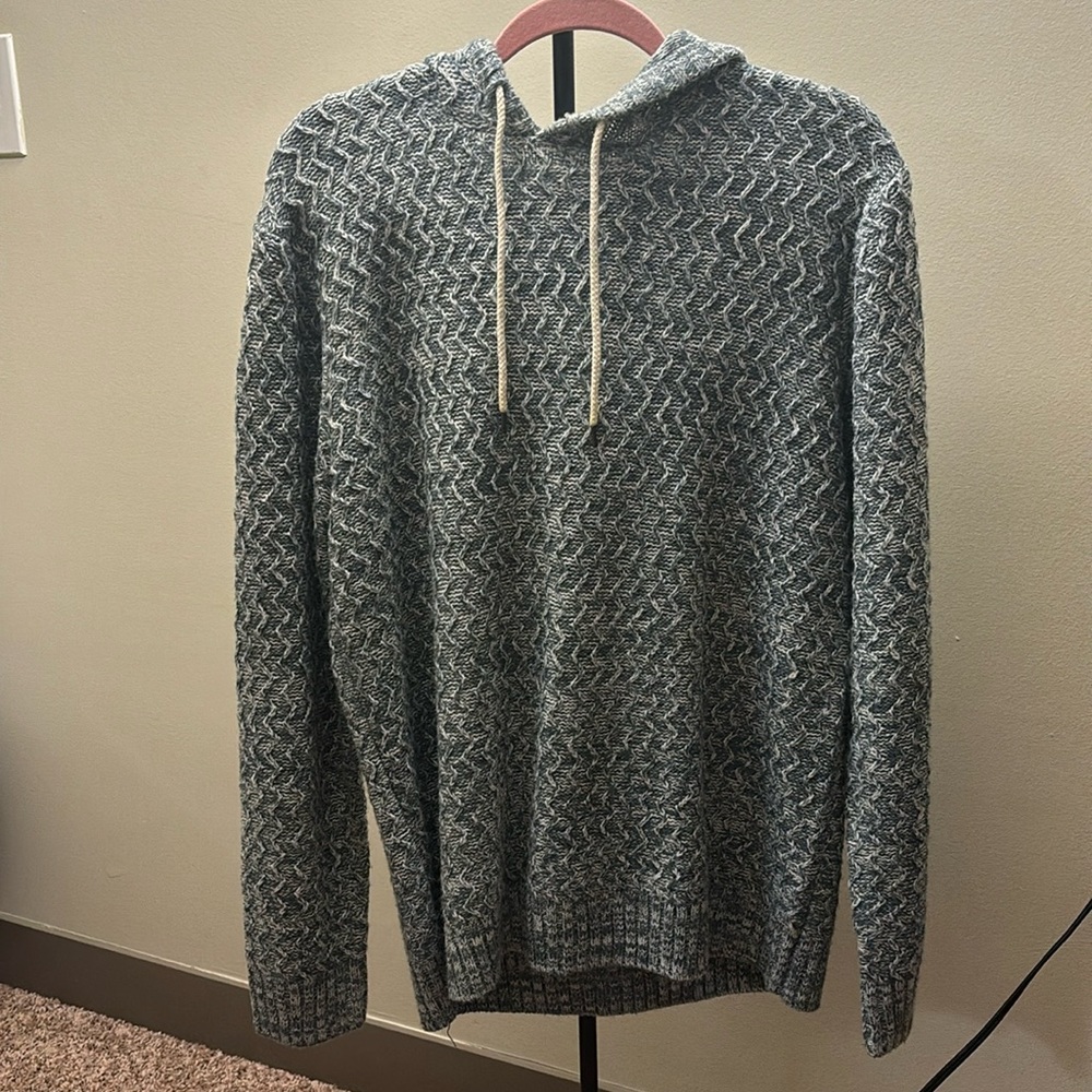 Blue/gray knit sweater/hoodie. Never worn